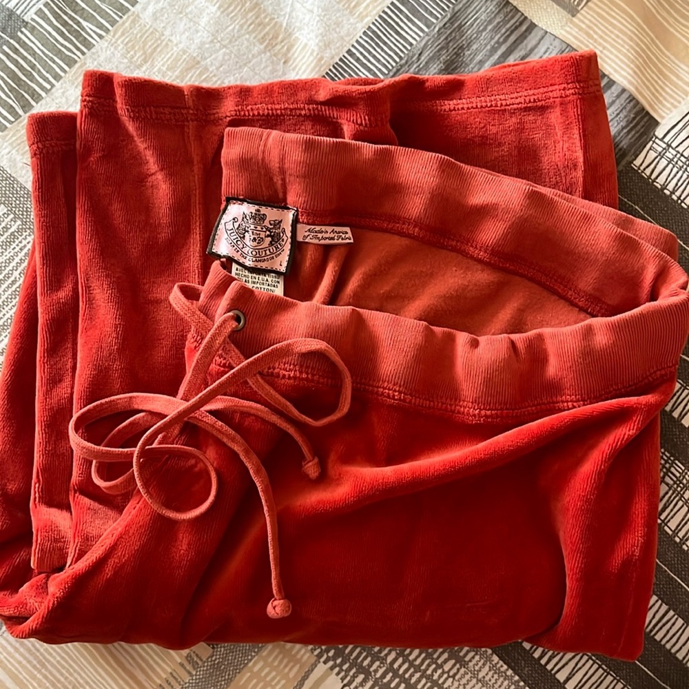 Orange velour Juicy Couture sweatpants